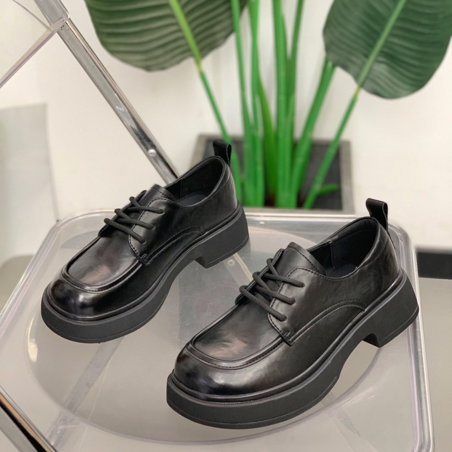 英伦风系带乐福鞋女2026年春季新款一脚蹬小皮鞋百搭厚底显瘦单鞋,女鞋,乐福鞋（豆豆鞋）,淘宝优惠券,粉丝福利购,淘宝优惠卷