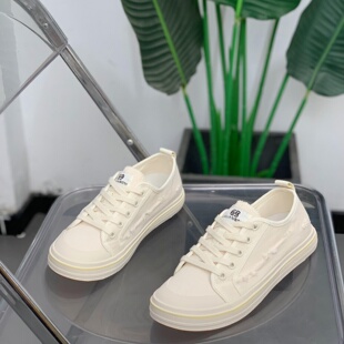 洋气潮流网红小白鞋 韩版 平底百搭休闲板鞋 女2026年夏季 做旧帆布鞋