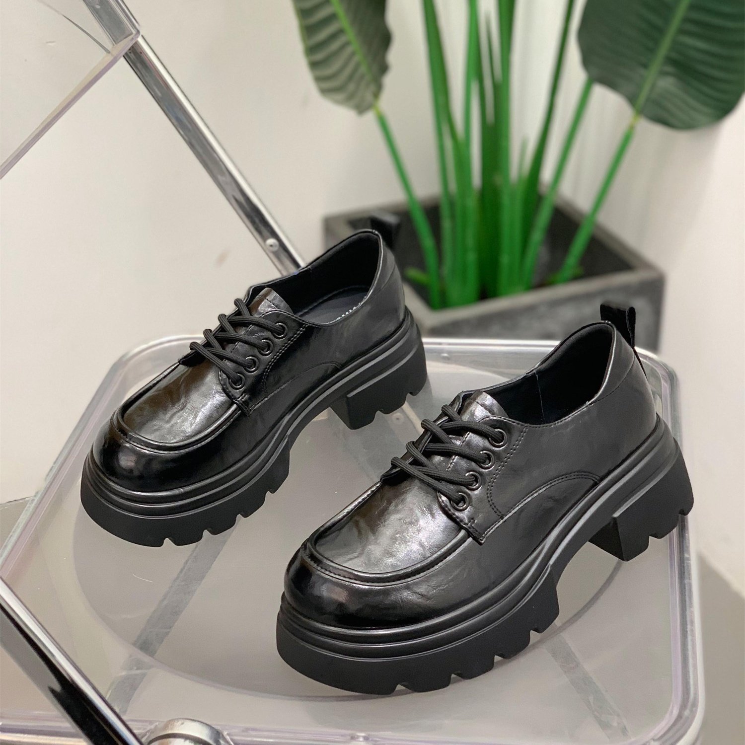 小个子5cm厚底圆头系带乐福鞋女2026春季新款增高配裙子时尚单鞋,女鞋,乐福鞋（豆豆鞋）,淘宝优惠券,粉丝福利购,淘宝优惠卷