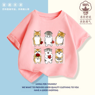 女童t恤儿童纯棉短袖mofusand猫咪中大童宽松夏装上衣ins女孩衣服