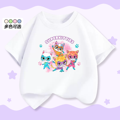 超级猫咪儿童亲子上短袖T恤
