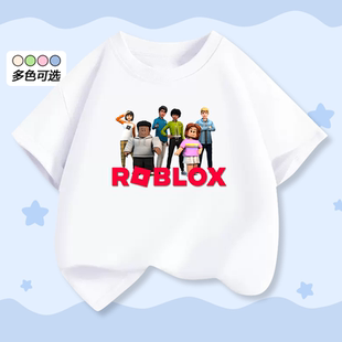 ROBLOX周边衣服t恤男女童装短袖宝宝上衣儿童半袖体恤短裤两件套