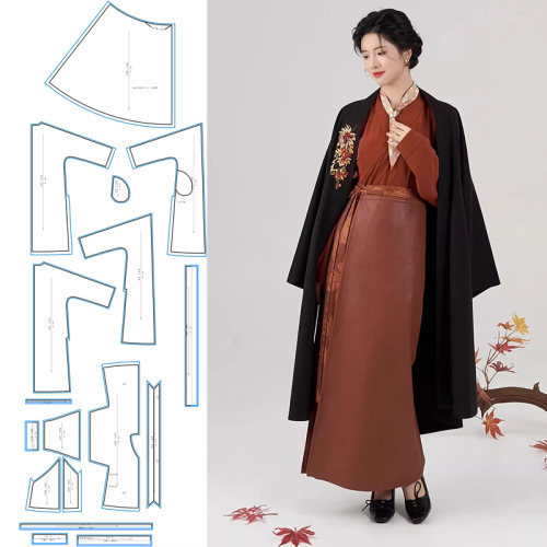 283新中式汉服裁剪纸样图纸