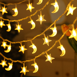 LED星星灯月亮彩灯闪灯串灯满天星灯条氛围灯生日房间装饰小灯串