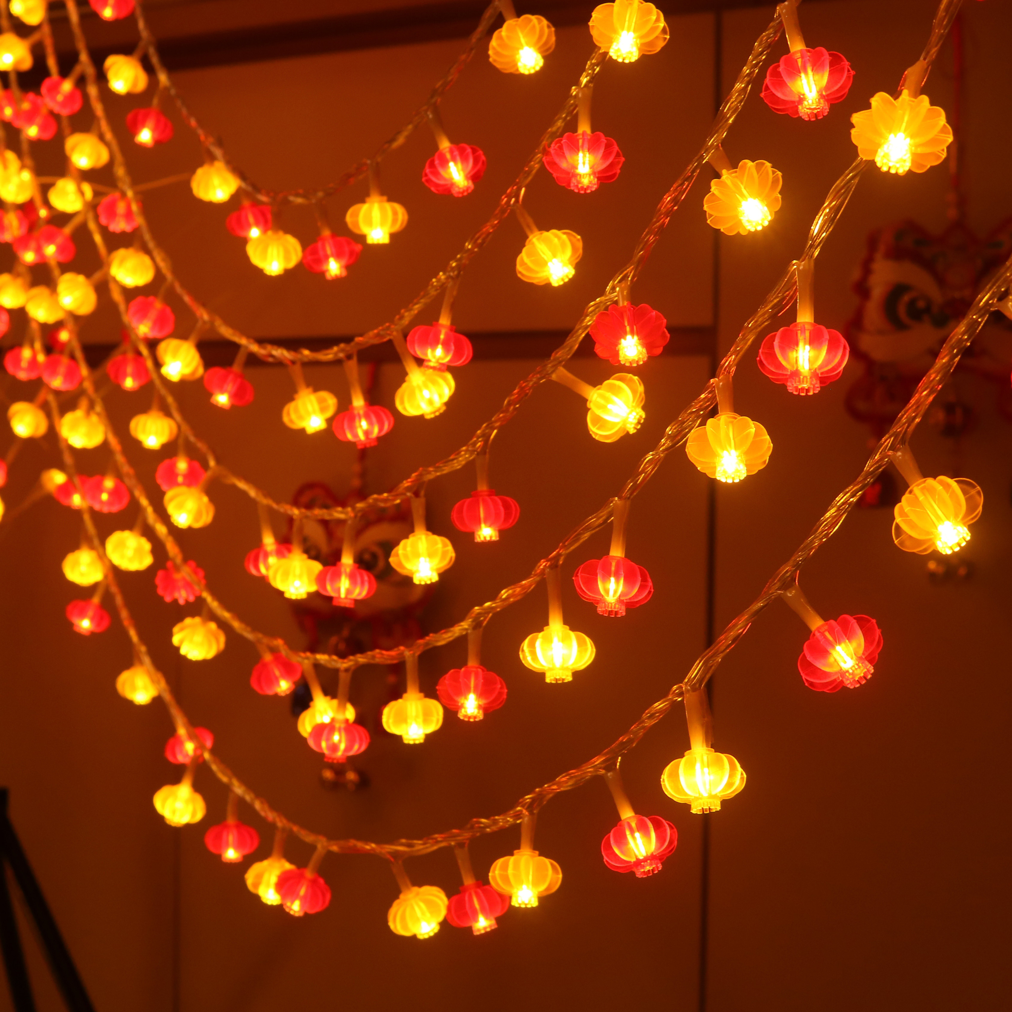 2026新年装饰彩灯串灯红灯笼LED灯串过年春节挂饰阳台布置氛围灯