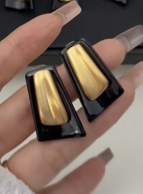 欧美夸张法式港风方形几何拼接耳钉耳环时尚个性简约气质耳坠耳饰