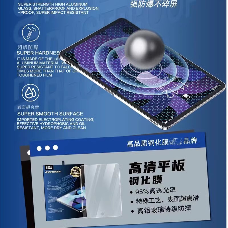 新怡适用华为MATEPAD11寸钢化膜全屏防爆高清贴塑封包装高品质荣耀X9PRO新款IAR7平板IPAD苹果11PRO2025