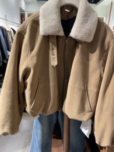 深圳南油设计师款LE.小羊皮鹅绒服短外套百搭休闲