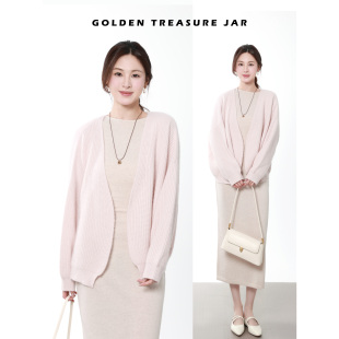 女2025新款 Golden 慵懒浣熊绒针织开衫 Jar 秋冬毛衣外套 Treasure