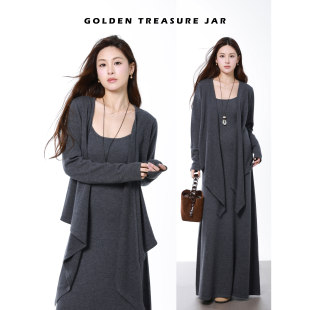 Treasure 羊毛连衣裙春秋套装 Jar 长款 高级灰温柔修身 Golden