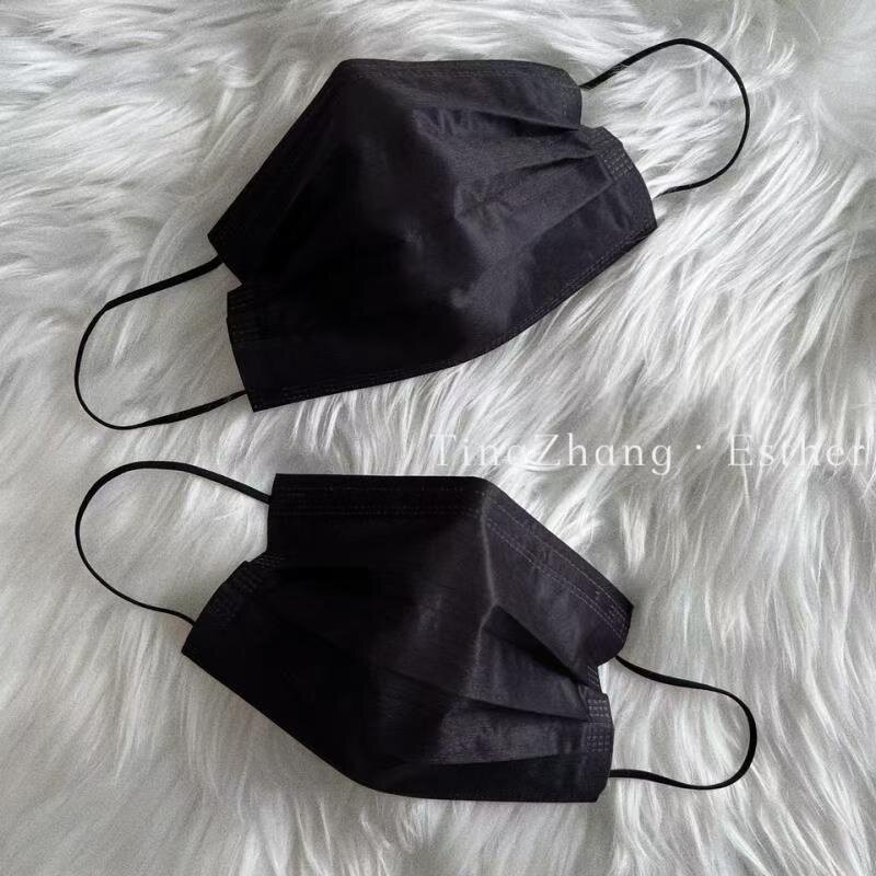 一次性口罩黑色三层含熔喷布防尘防飞沫时尚潮流彩色个性加厚