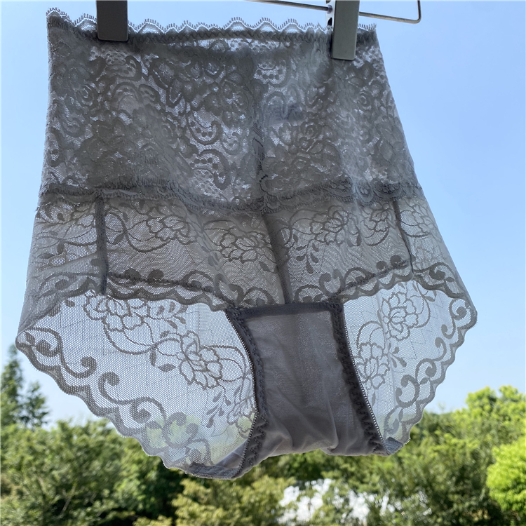 网纱蕾丝收腹100%蚕丝底裆内裤女