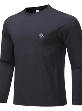 蒙口高端新款男士速干长袖T恤男秋季牌休闲百搭时尚刺绣上衣男