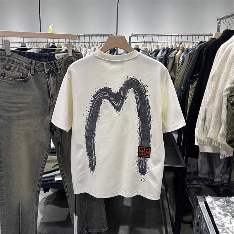 2026夏季男国潮M字母刺绣圆领短袖T恤美式潮流宽松半袖体恤痞帅