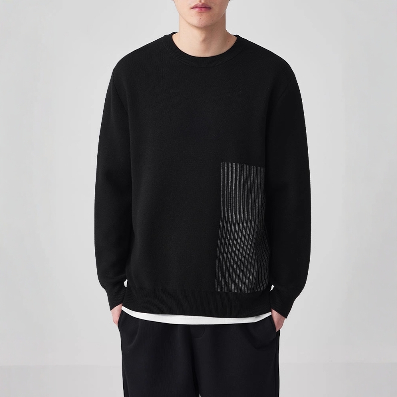 升温加厚圆领毛衣男士打底针织衫