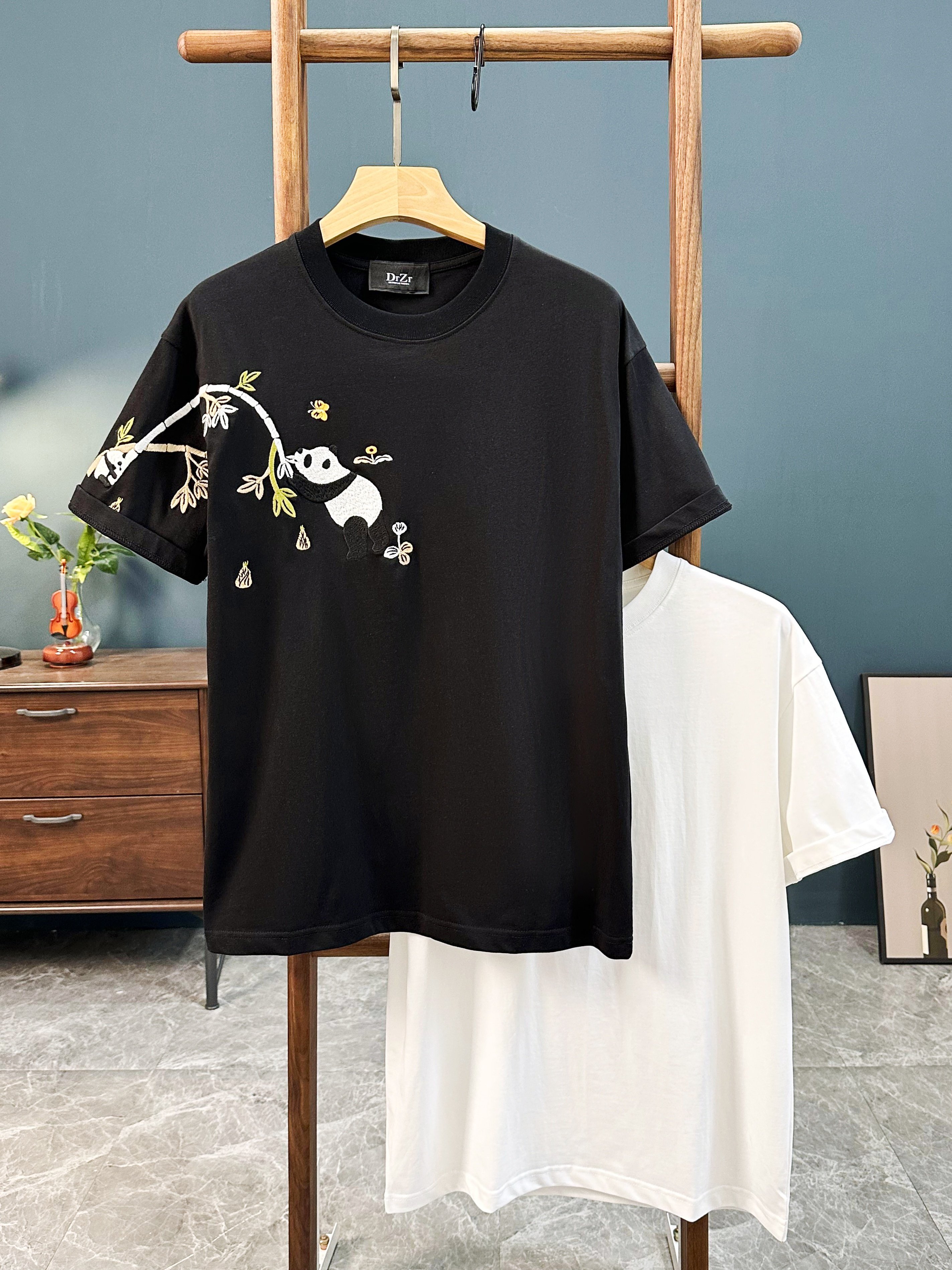 新中式国风刺绣短袖T恤男士夏季2025新款潮流宽松情侣半袖体恤男