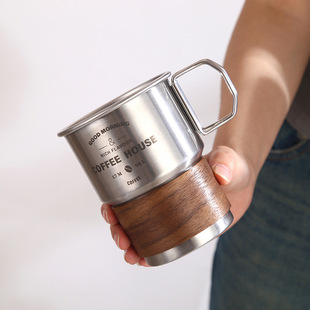 480ml户外露营刻字304不锈钢台阶杯单层随手啤酒小巧咖啡杯