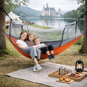 户外自动速开蚊帐吊床双人防蚊虫防侧翻露营旅行户外休闲秋千吊床