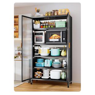 厨房置物架落地多层带门带柜门收纳锅具放锅家用多功能柜子收纳柜