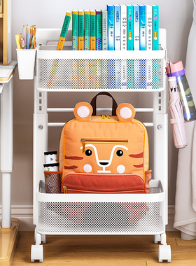 书包置物架可移动初中生书桌下神器放书本落地儿童收纳带轮小推车