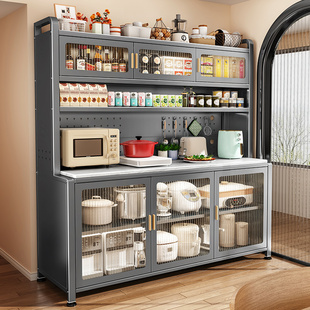 厨房多功能置物架储物柜靠墙一体收纳柜岩板餐边柜落地式 新款 多层