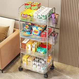 零食置物架小推车可移动亚克力收纳架落地家用客厅卫生间多层架子
