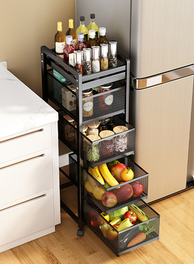 夹缝蔬菜置物架厨房极窄菜篮子收纳筐窄抽屉式果蔬水果放菜架子