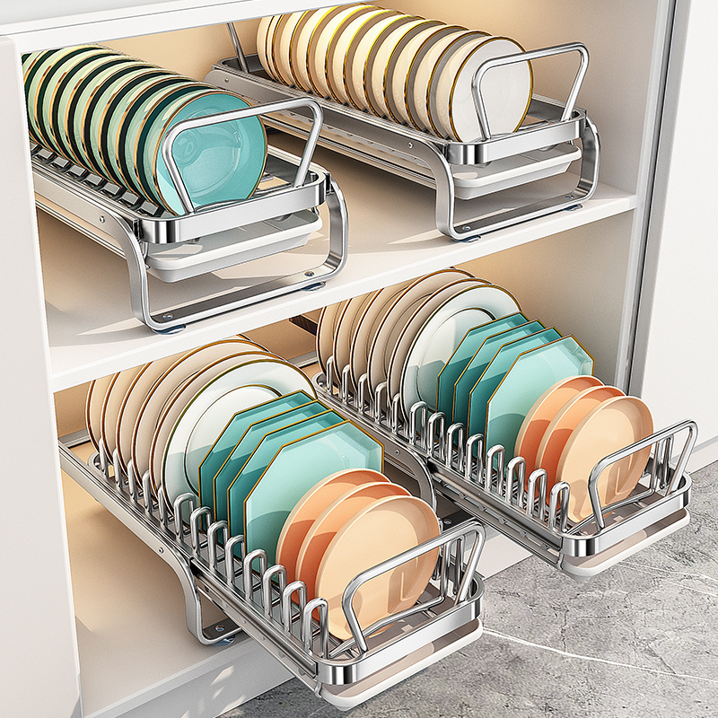 勒克免安装不锈钢碗碟收纳架