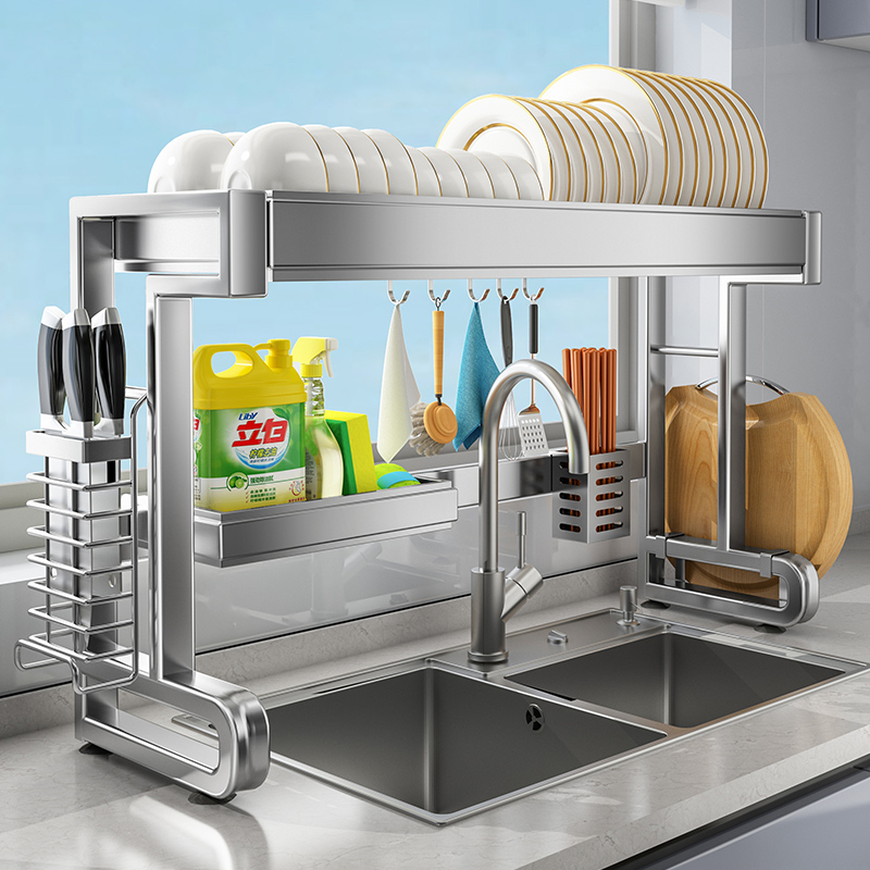 304不锈钢槽水槽置物架厨房洗碗水池碗碟碗盘碗筷沥水碗架收纳层