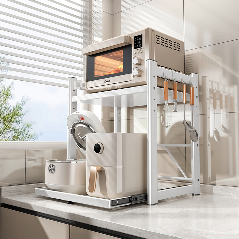 可抽拉微波炉小家电收纳架