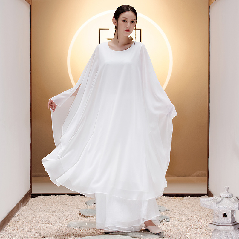 白色飘逸仙女装中国风禅服