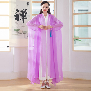 禅舞外披古装广袖超仙夏季薄纱古典舞蹈服禅服仙女装禅意防晒外罩