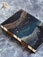 Bamachi top-grain cowhide notebook, exquisite cultural and creative planner, bare spine, blank page, Starry Night Forest, healing souvenir thumbnail 4