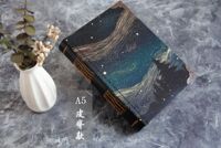 Bamachi top-grain cowhide notebook, exquisite cultural and creative planner, bare spine, blank page, Starry Night Forest, healing souvenir thumbnail 3