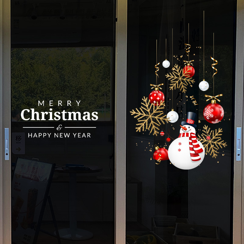 圣诞橱窗玻璃贴静电无痕双面同色