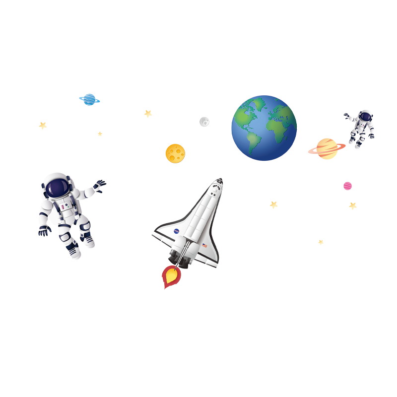 太空宇航员静电玻璃贴纸火箭星球星星墙贴儿童房背景墙贴纸可定制