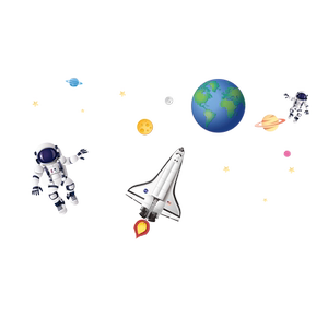 太空宇航员静电玻璃贴纸火箭星球星星墙贴儿童房背景墙贴纸可定制