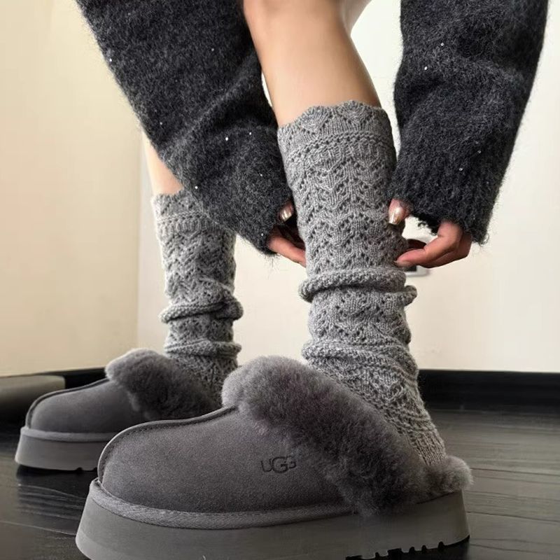 韦雪同款镂空钩花堆堆长筒袜