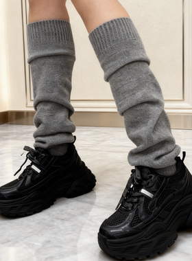 日系大象袜泡泡袜子女秋冬针织保暖显瘦奶白腿套jk堆堆袜喇叭袜套