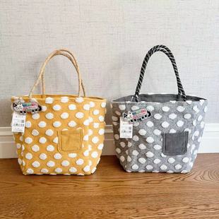 日本kusuguru毛呢波点手提包手拎包爬猫胸针购物通勤包饭盒包211