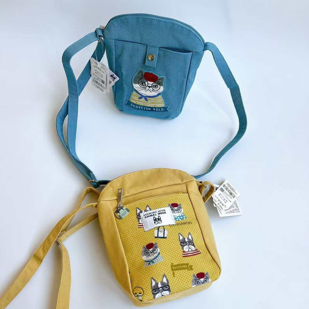 单肩包通勤正品布艺法斗刺绣猫咪