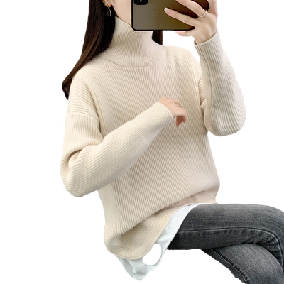 高领高级感宽松针织衫设计感毛衣