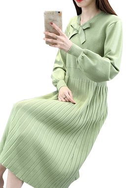 网红新款女装女长袖针织连衣裙