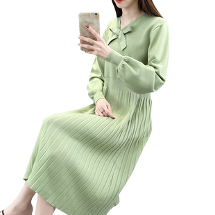 早秋女士针织连衣裙2025新款网红初秋女装打底衫女长袖韩版春秋潮