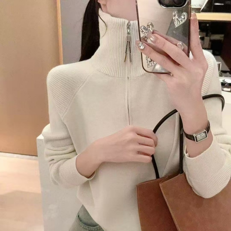 秋冬好看拉炼高领毛衣女款2025新款爆款慵懒高级感针织衫1126u