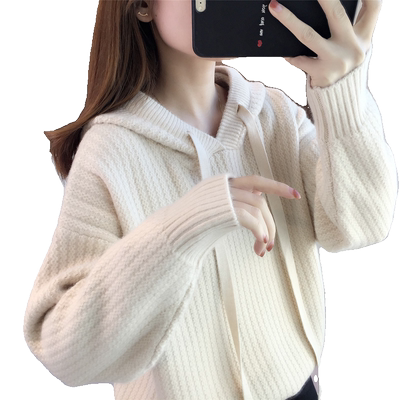 连帽针织衫套头针织衫纯色