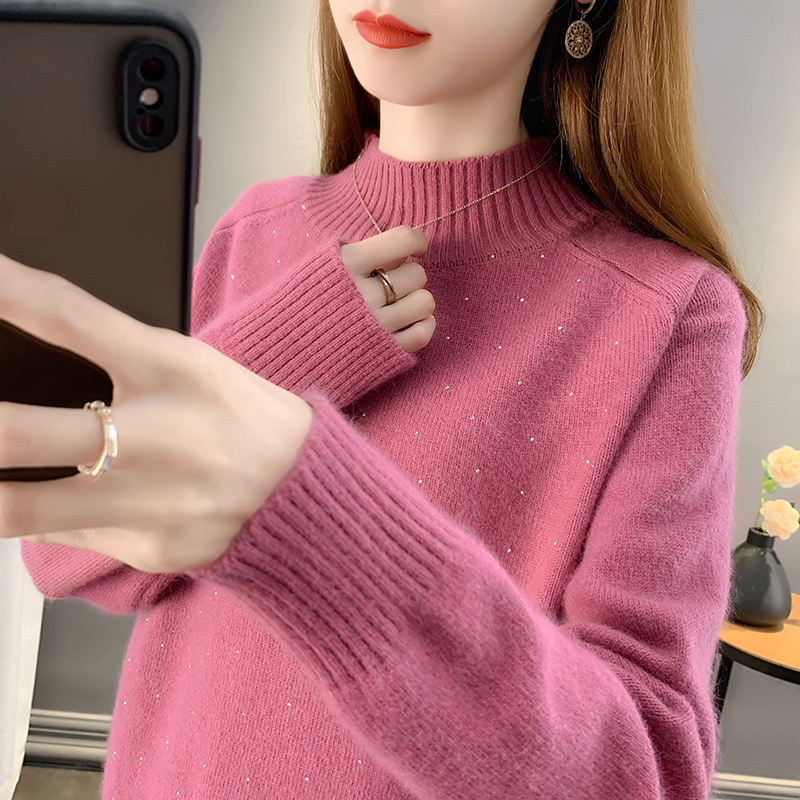 秋冬2025年新款亮钻高领毛衣女宽松软糯打底衫女洋气上衣女1126u