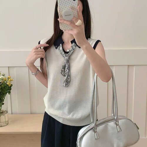 韩系高级感无袖针织T恤女背心薄