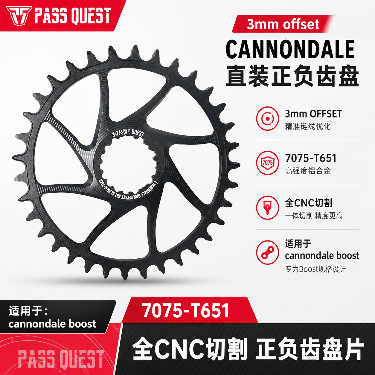 PASS QUEST 佳能戴尔cannondale直装盘boost3mm单车正负齿fsa齿盘