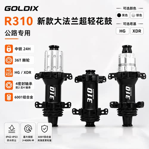 GOLDIX R310公路车花鼓中锁碟刹24孔36T棘轮HG/XDR自行车轮毂